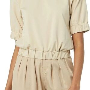 TEREA Charlee Elasticated Sleeve Cropped Top NWT Size Large Color Hummus